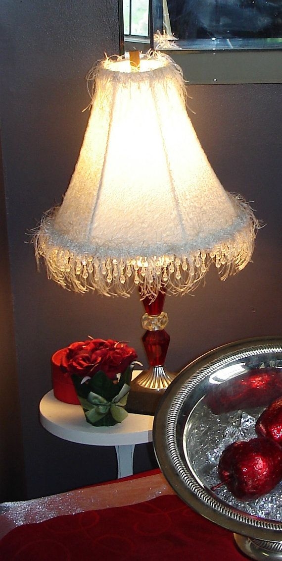 Vintage upcycled red and white crystal cut glass lamp with