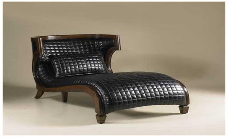 Black leather chaise lounge 2