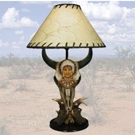 "Buffalo Totem" Native American Indian Table Lamp