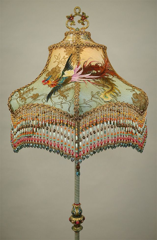 Chinoiserie lampshade with antique textiles by christine kilger of nightshades