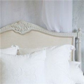 Florentine palace upholstered headboard with carved wooden frame