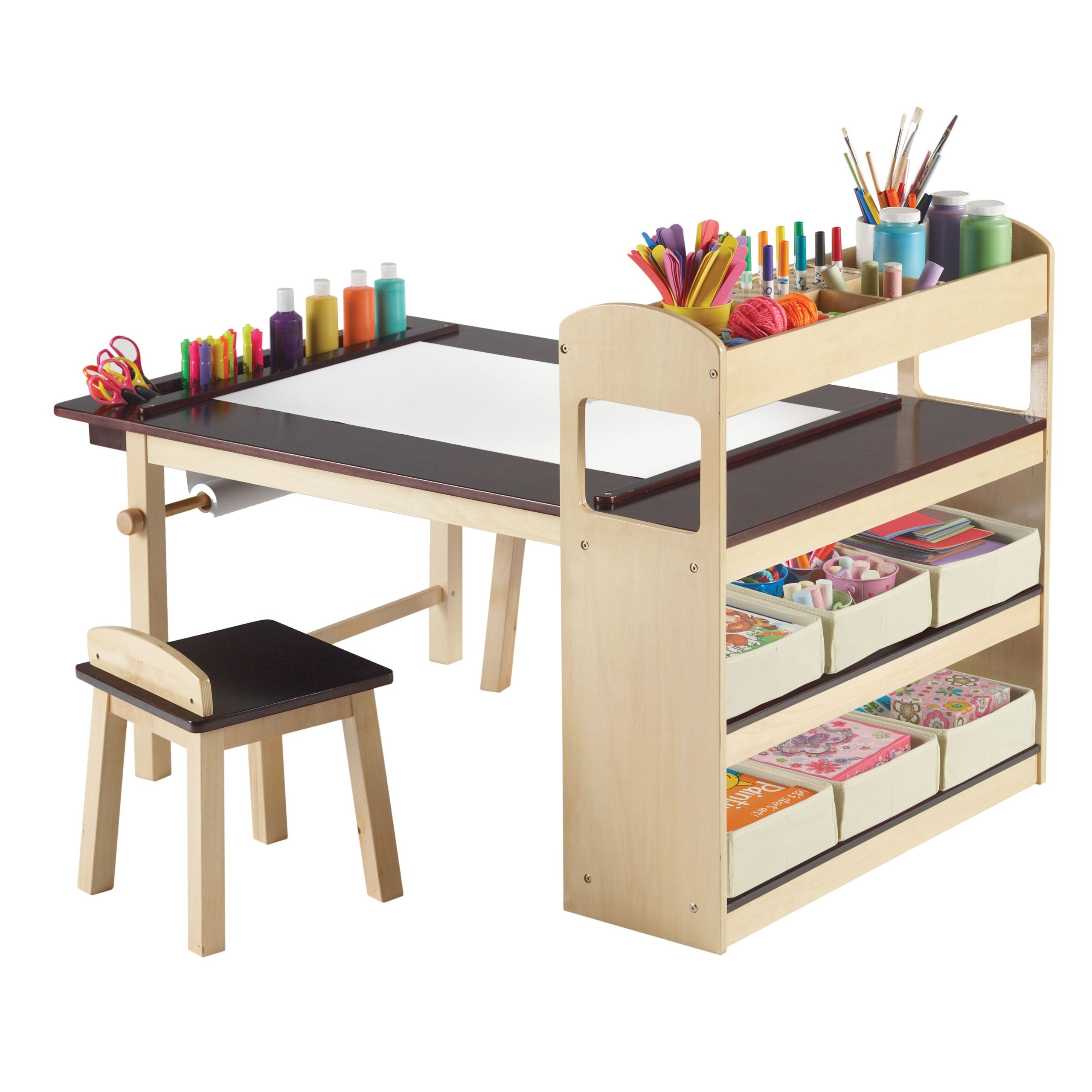 Kids art table with storage