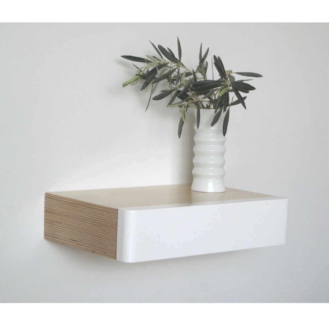 Pacco floating drawer in birch white from mocha bedside stand