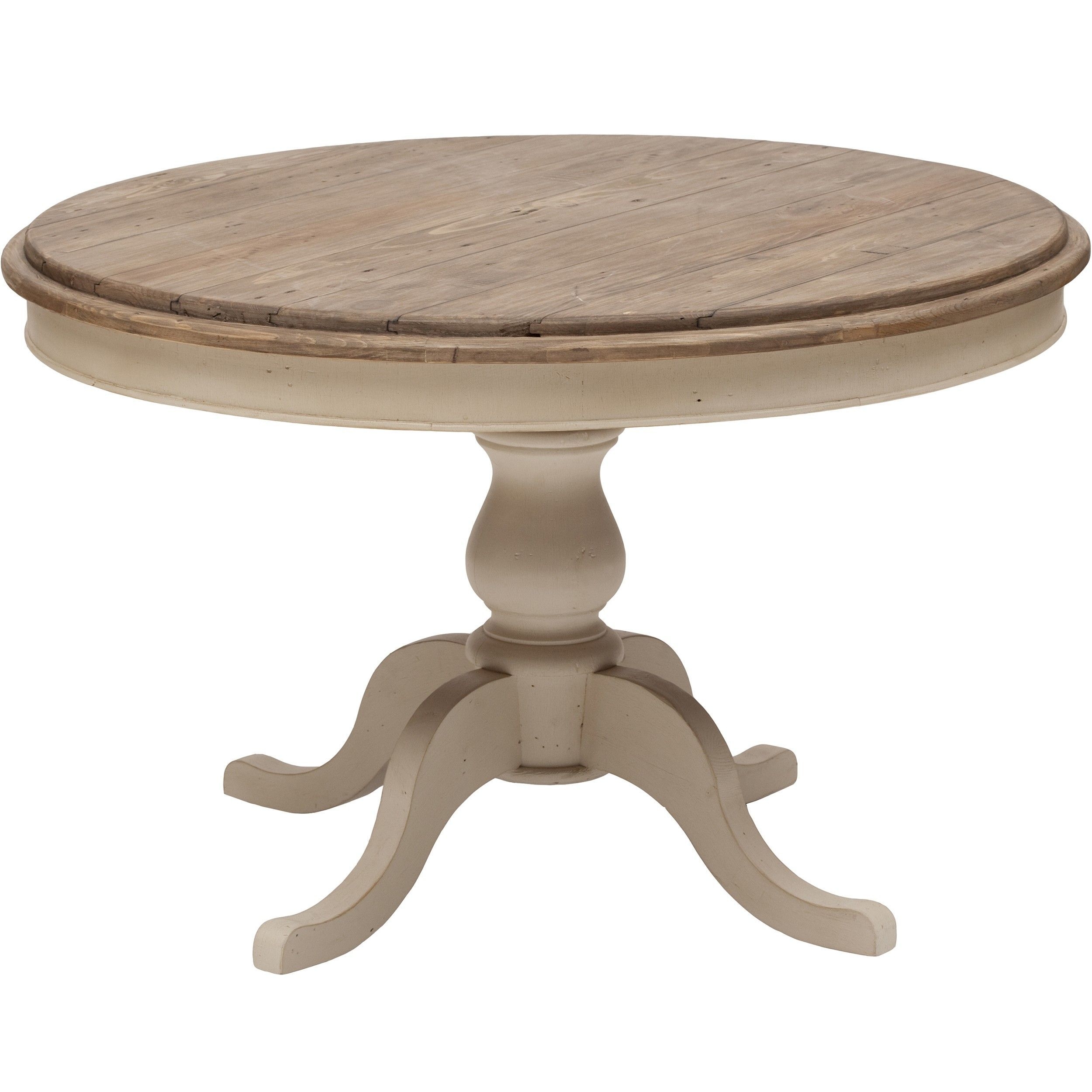 Round white pedestal dining table