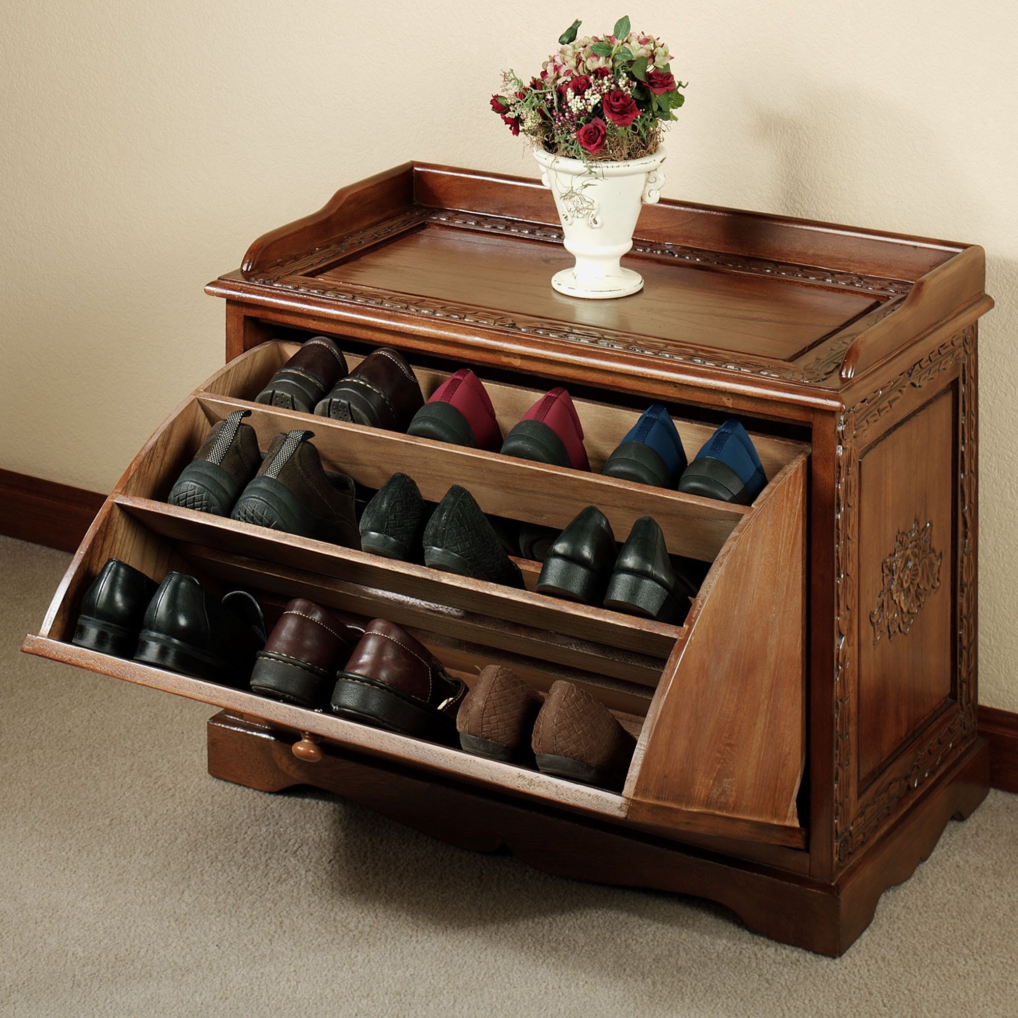 solid wood shoe storage