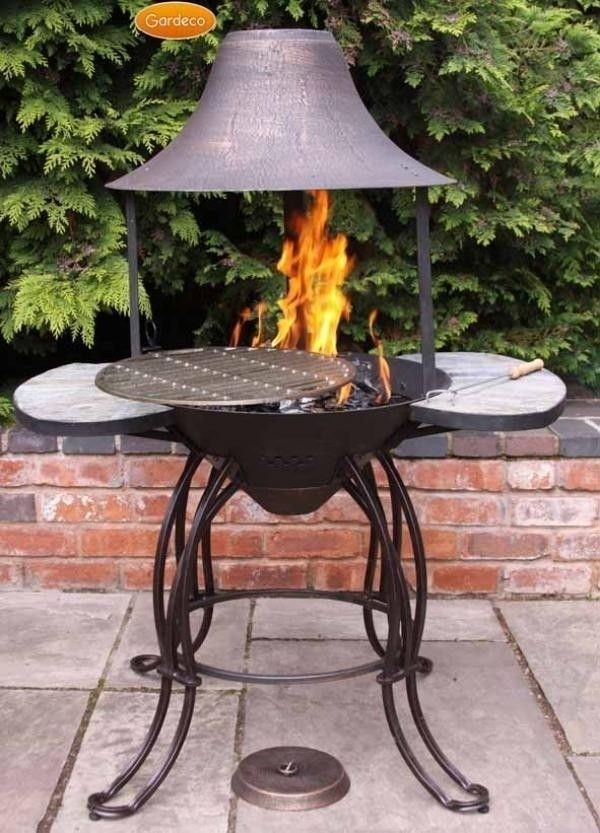 View the corona large cast iron outdoor grill and table