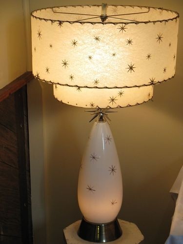 Mid Century Vintage Style Fiberglass Lamp Shade Modern Atomic Bright White 