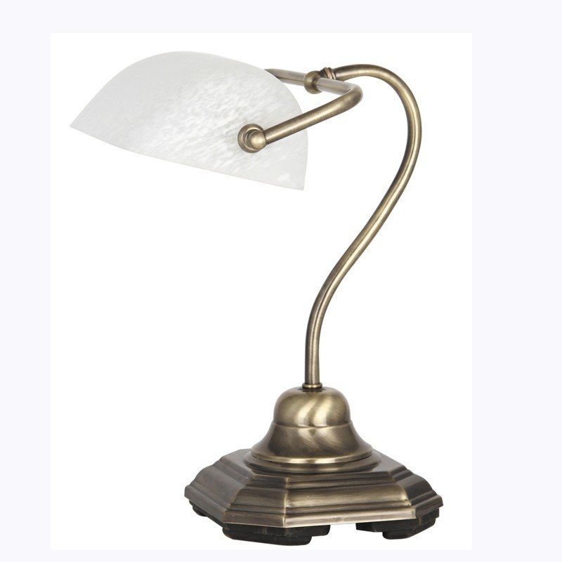 Antique brass desk lamp with alabaster shade a traditional style