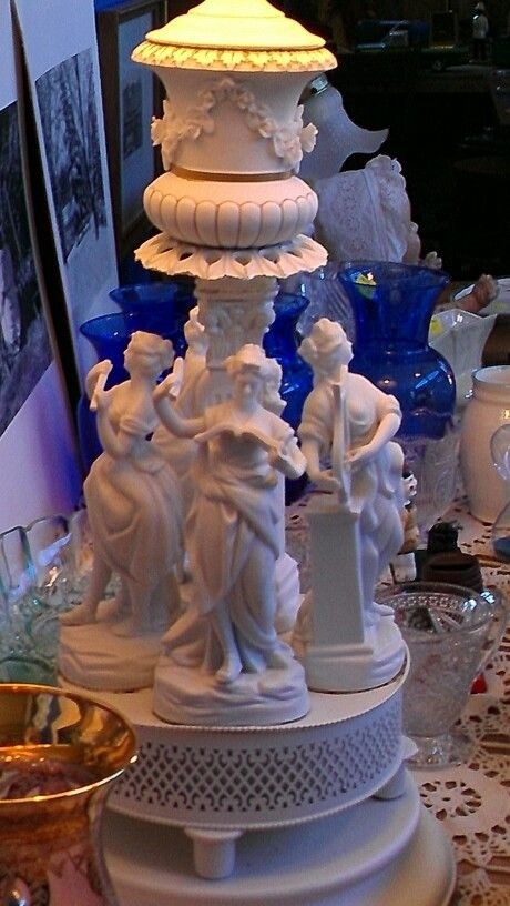 Antique lamps with figurines
