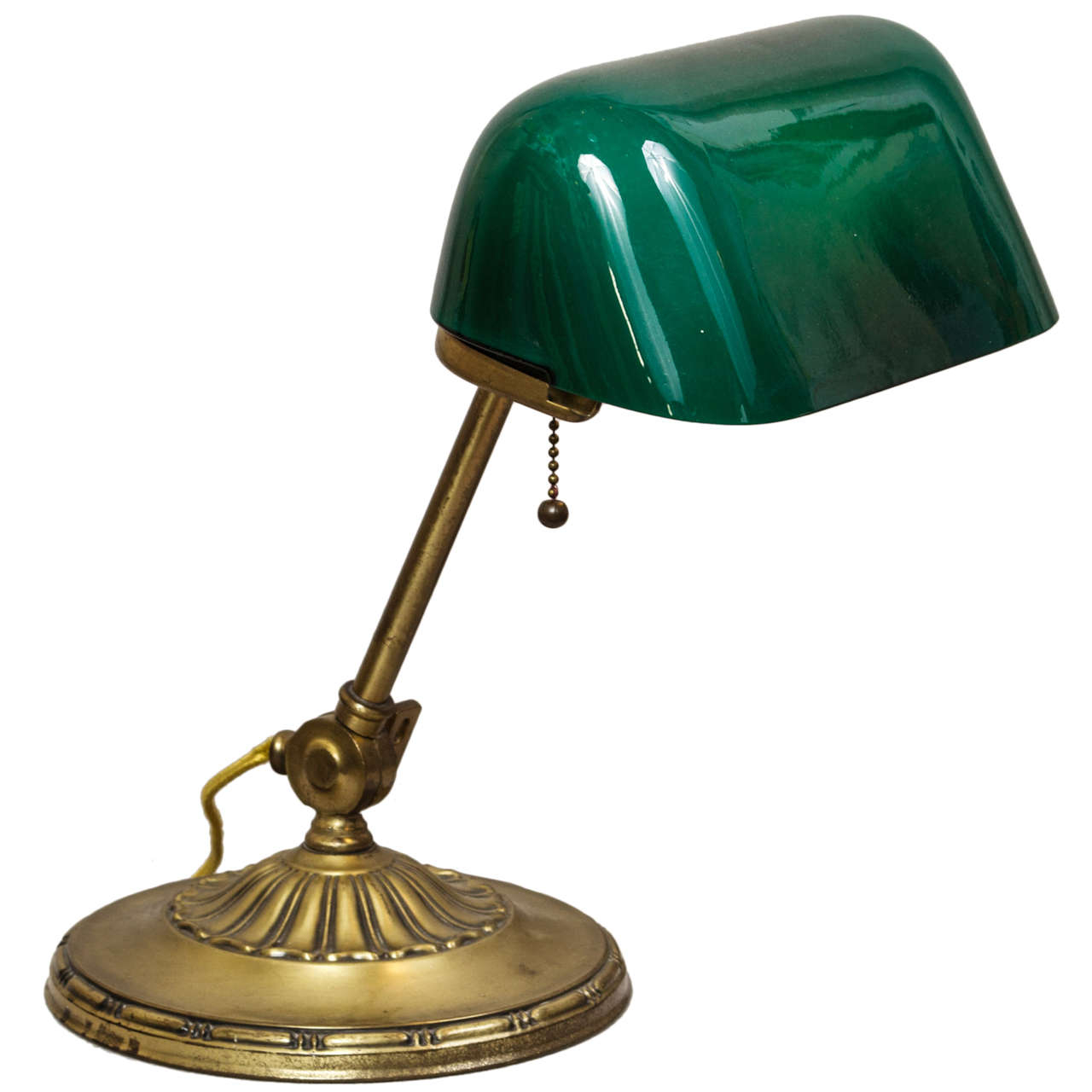 Emeralite Office or Library Antique Banker Lamp, Green Glass Shade