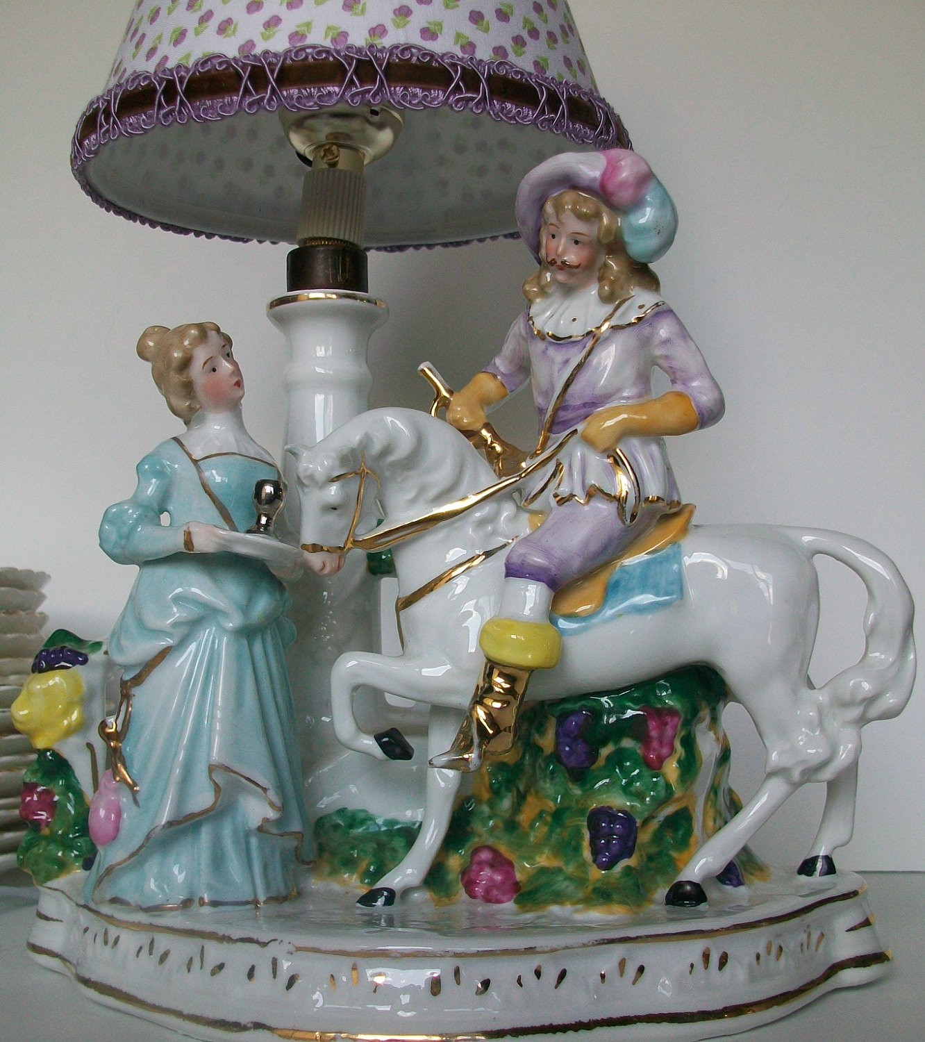 French figurine lamp musketeer on horse