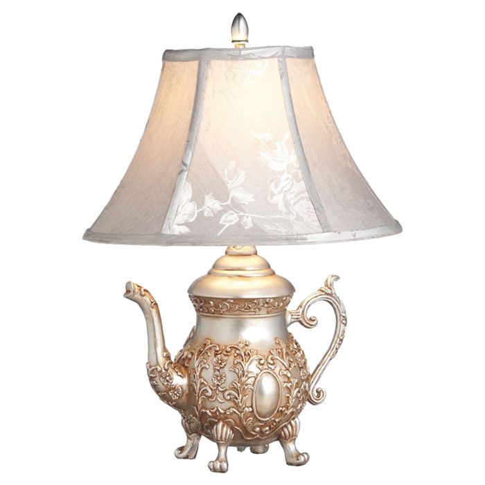 Midwest antique silver teapot accent lamp