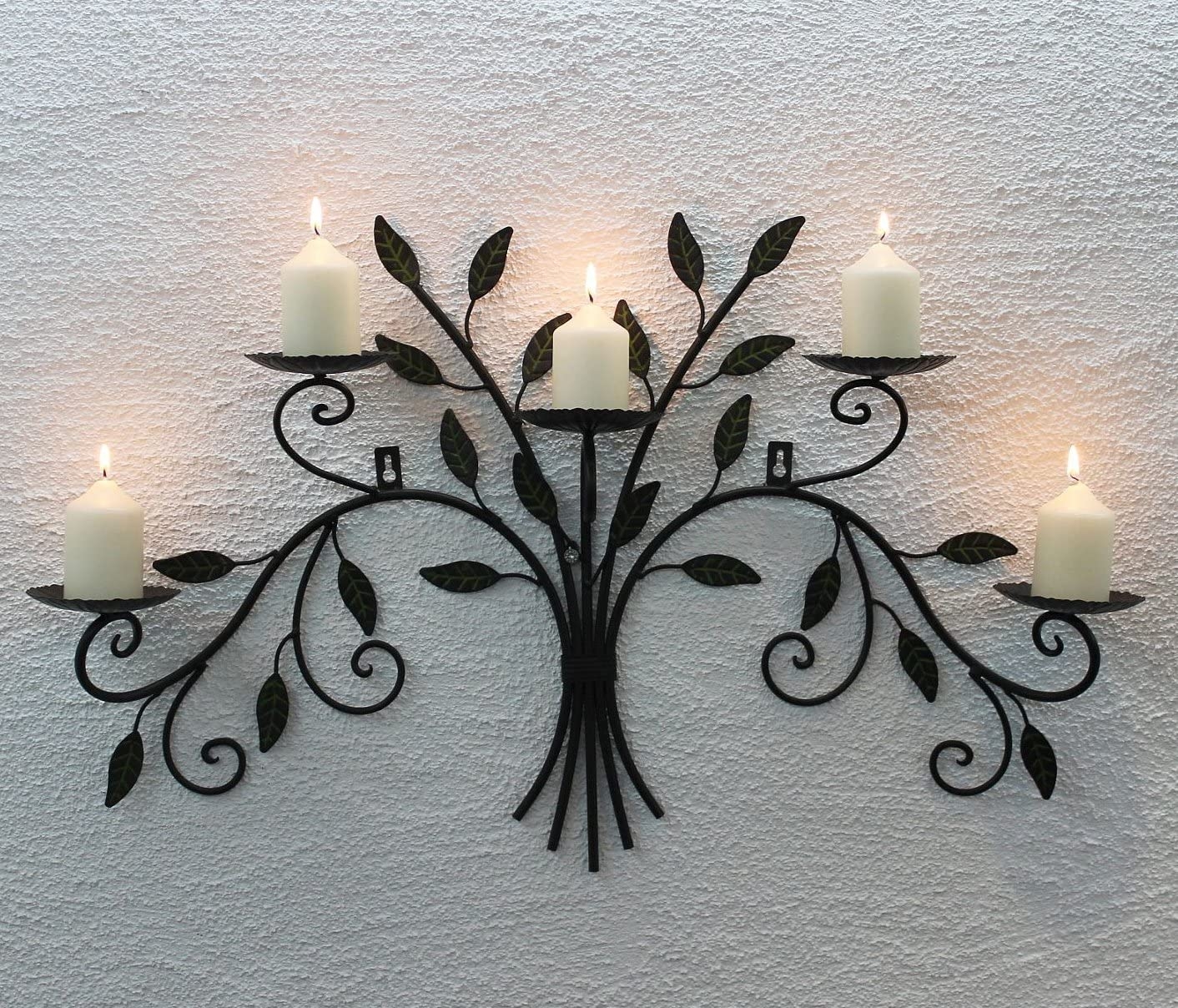 2 RUSTIC CAST IRON CANDLE HOLDERS WALL MOUNTED DECORATIVE PURPOSES ONLY 