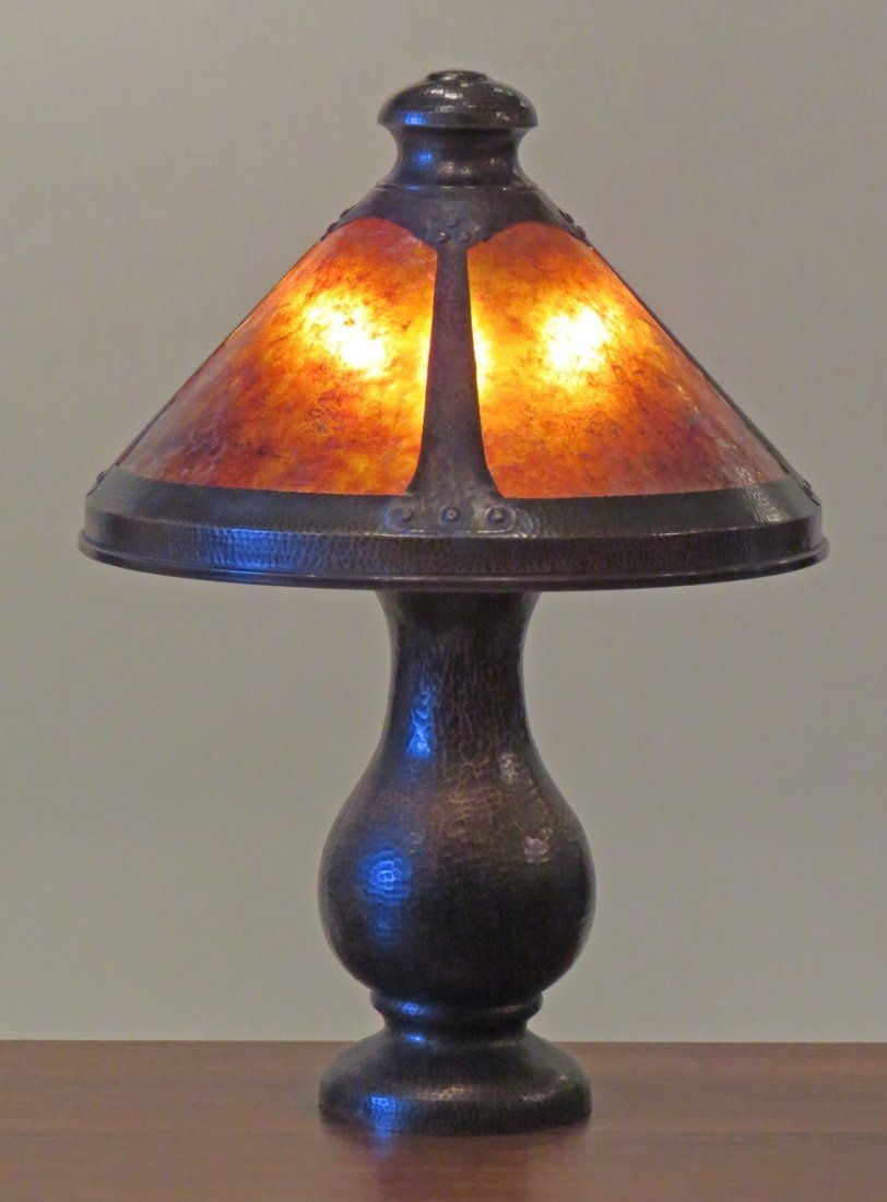 Benedict studios hammered copper mica lamp