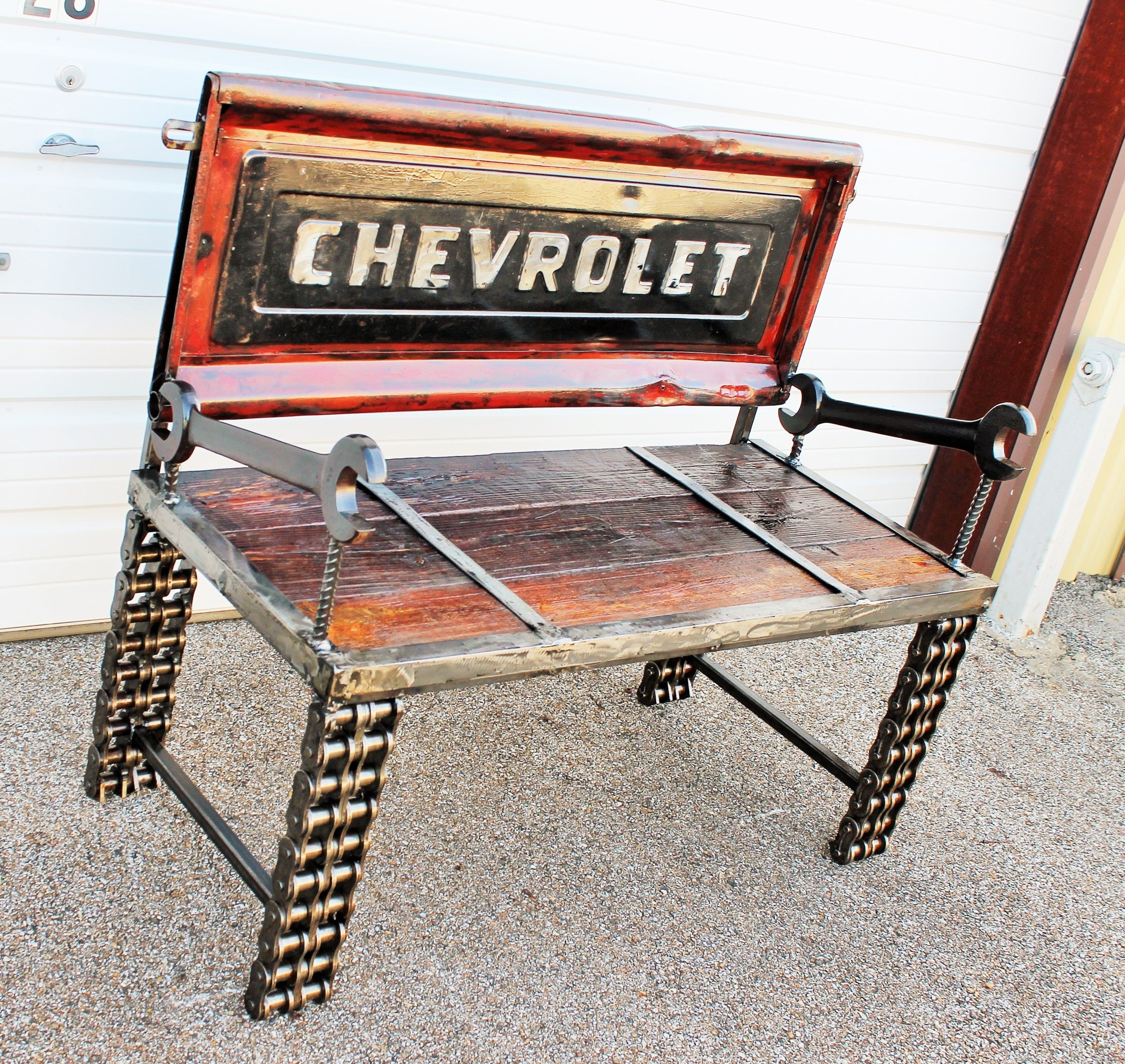 Chevy truck tailgate bench made with