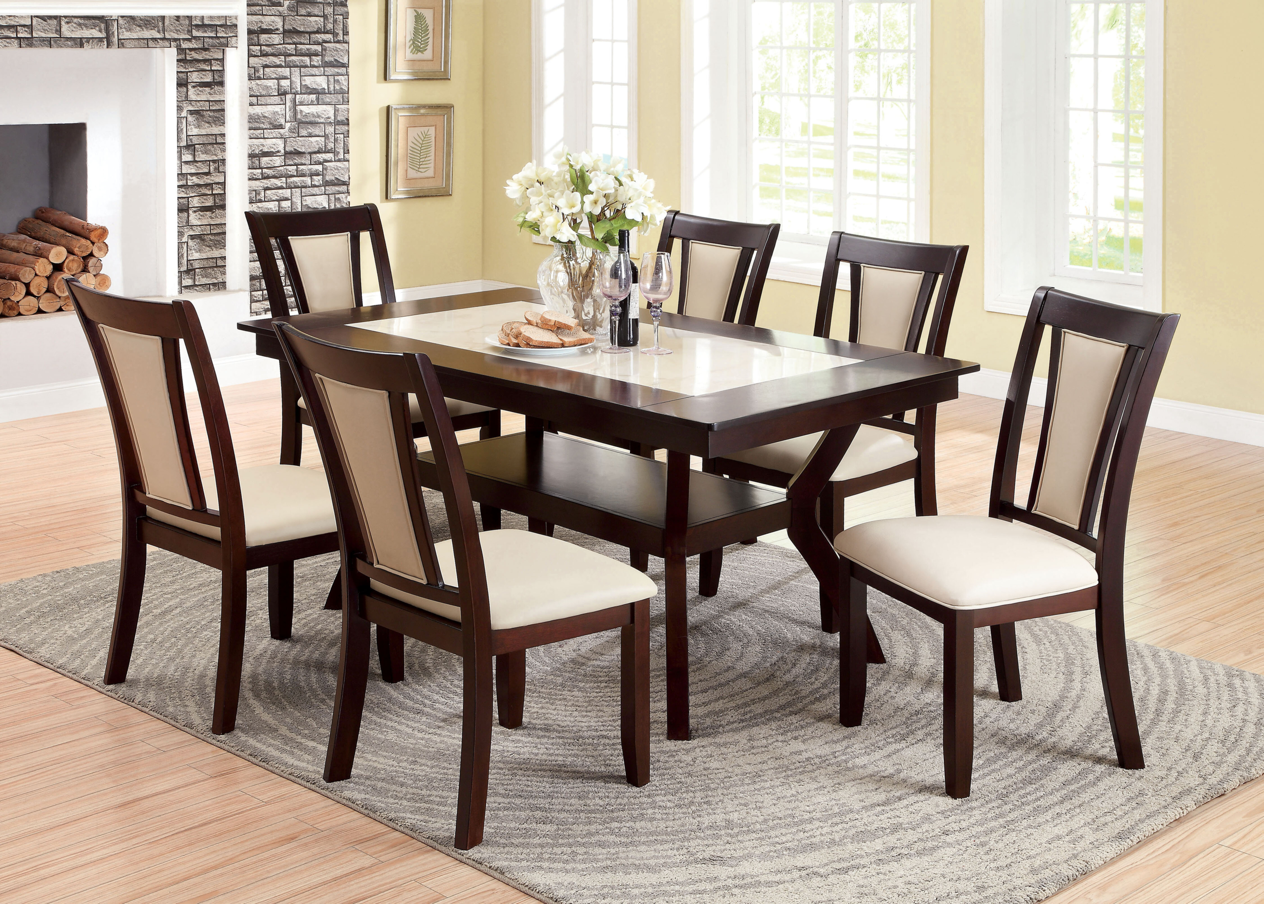 Dining table design 6 online seater with marble top