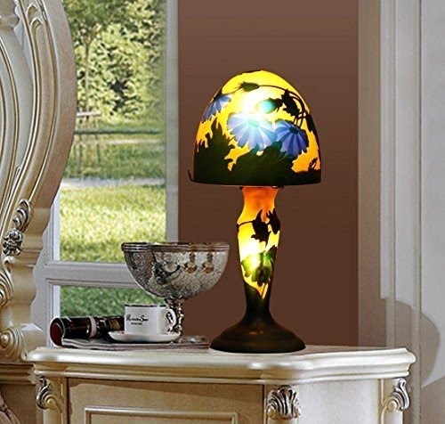 Makenier Galle Vintage Double Lit Chrysanthemum Table Lamp, 6.7 Inches Lampshade