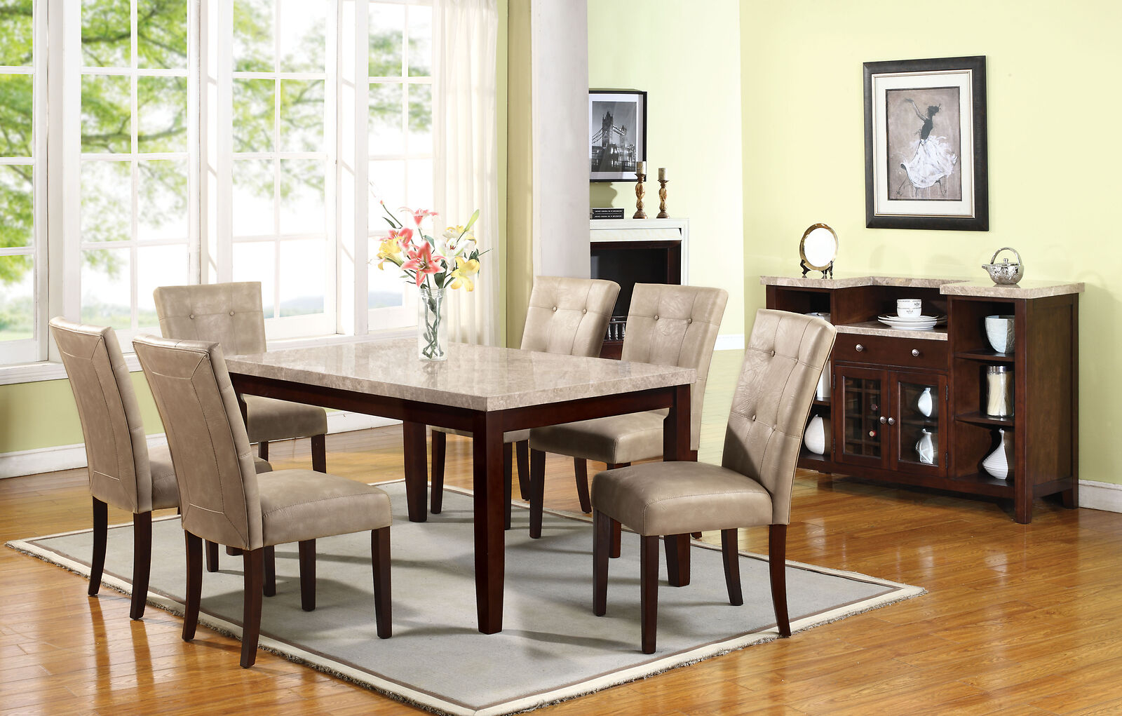 Marble top dining table set 13