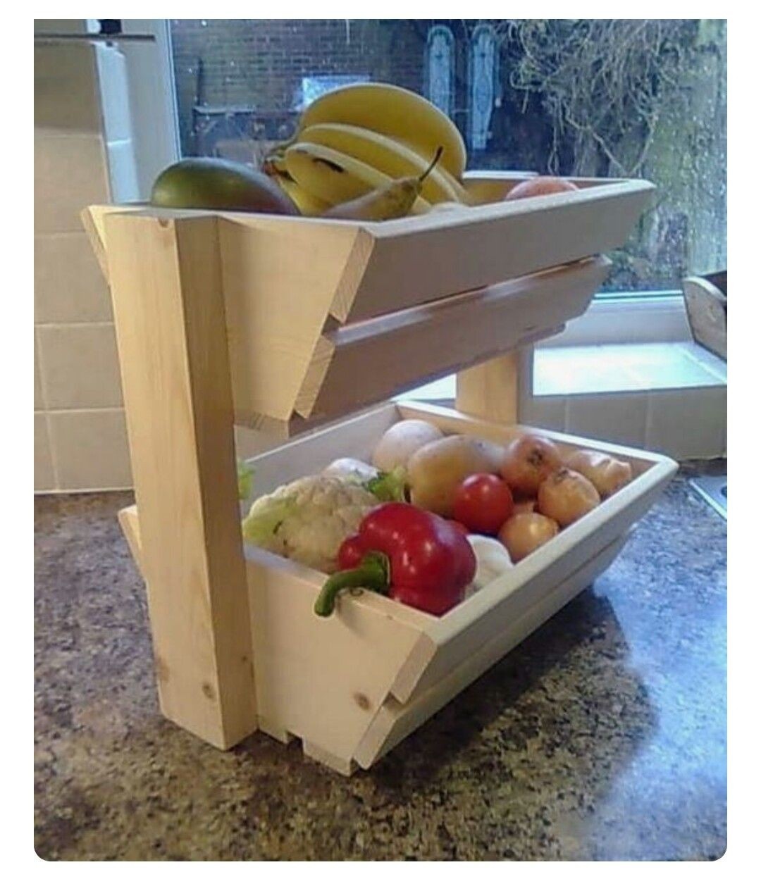 New wood vegetable rack storage fruit box basket kitchen produce