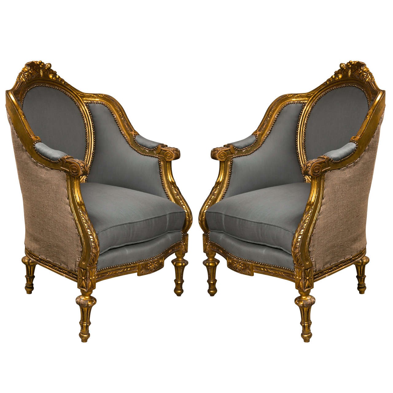 Pair of french louis xvi style bergere chairs