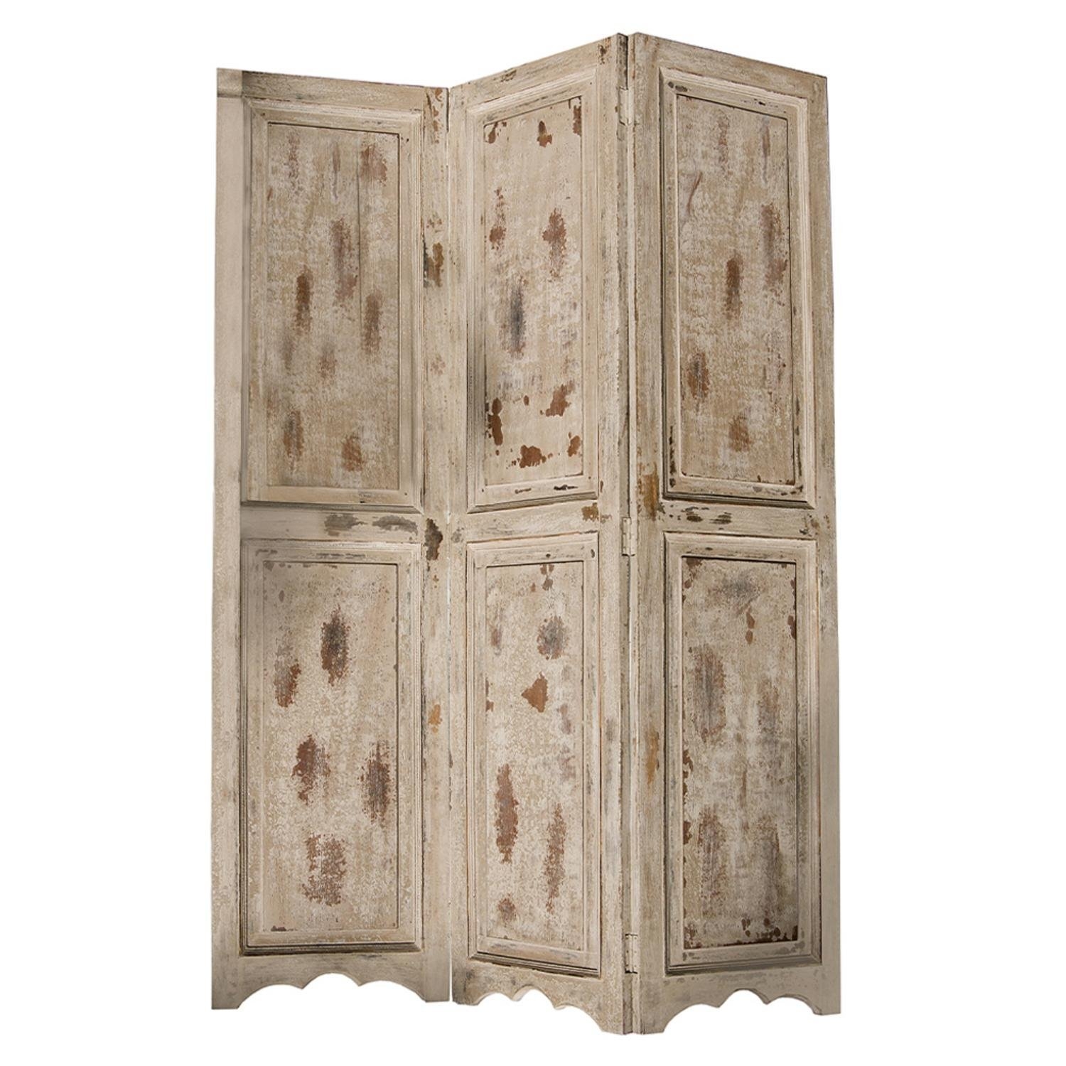Room divider decoration with three panel door solid wood room