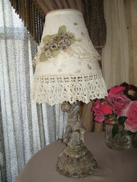 Sale sale sale cherub lamp antiqued painted shade by twysp2