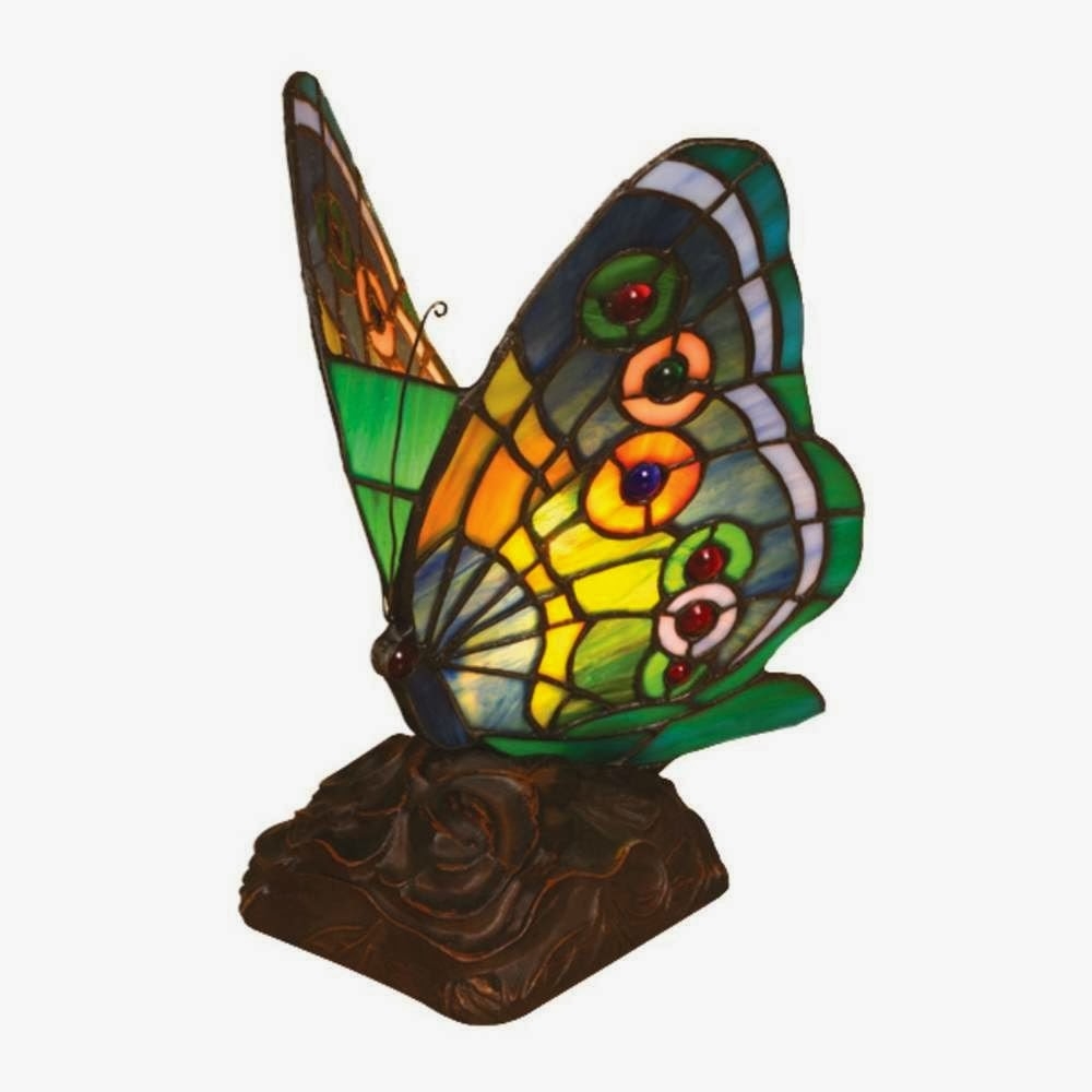 Tiffany Butterfly 10" H Table Lamp with 135 Glass Pieces