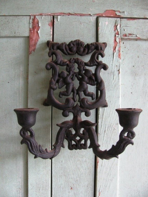 Wrought Iron Candle Wall Sconce. Iron Wall Candle Holder. Ideal