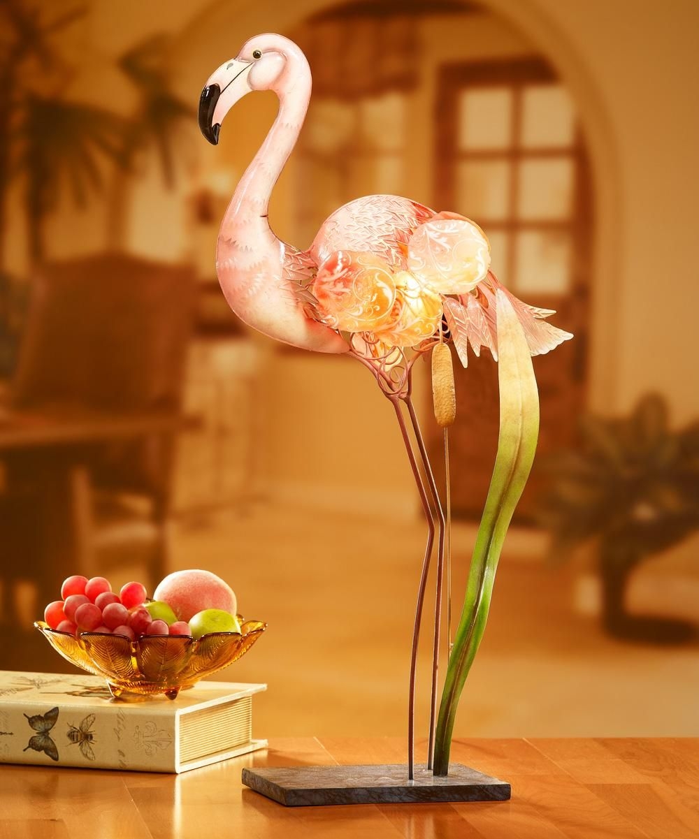 23" Hand Sculpted Pink Capiz Shell Flamingo Luminary Table Top Lamp