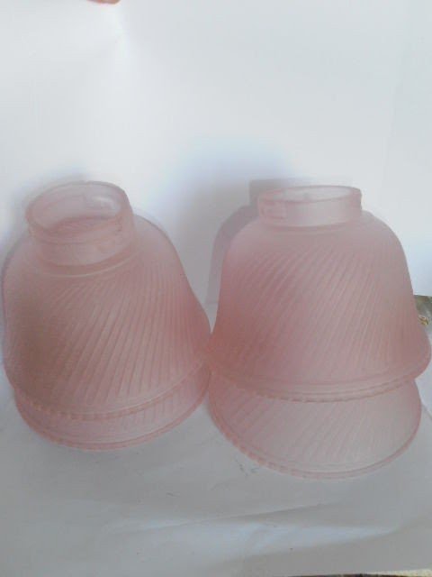 4 frosted light pink glass replacement lamp shade globes new