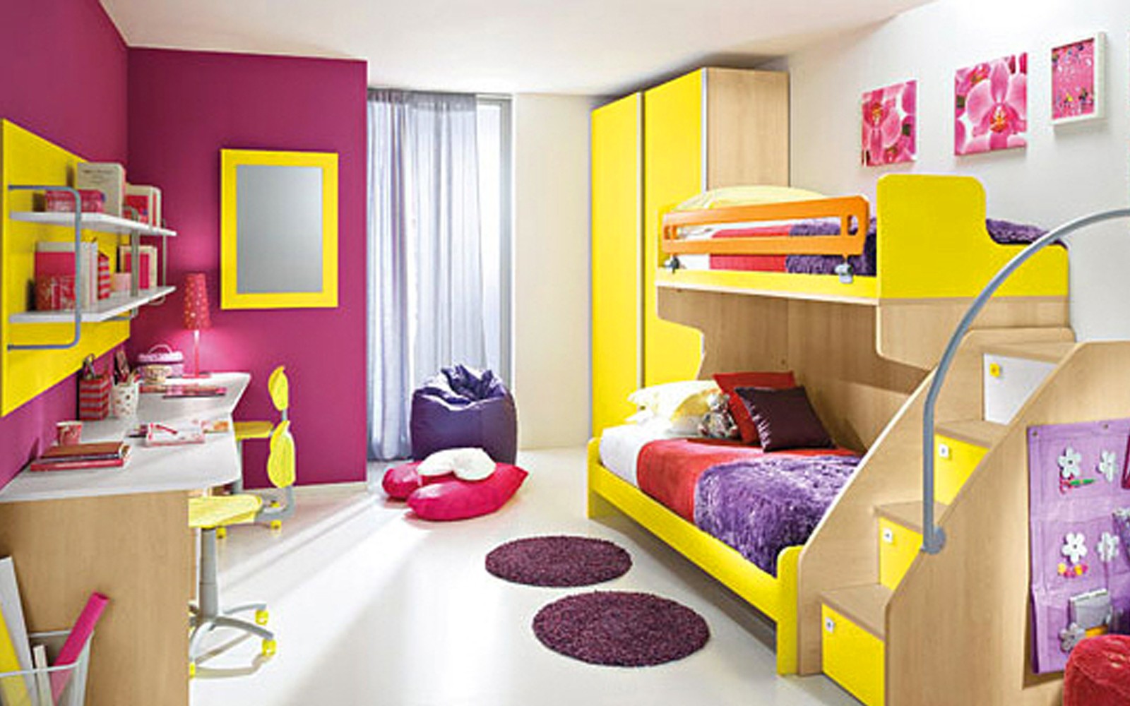 double deck bed design with study table