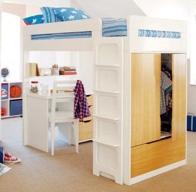 Bunk bed with wardrobe and desk