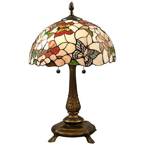 DALE TIFFANY LARGE 27 Inch Stained Glass Butterfly Table Lamp