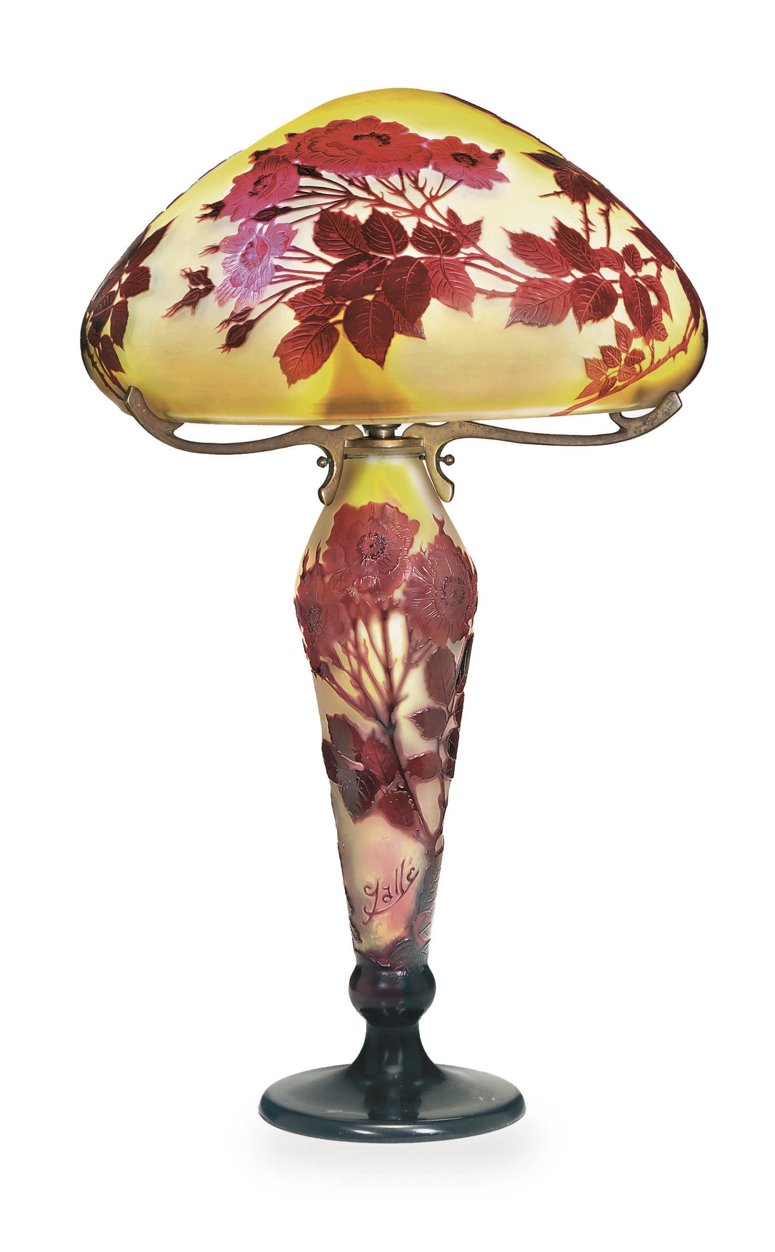 Emile galle 1846 1904 roses cameo lamp circa 1900