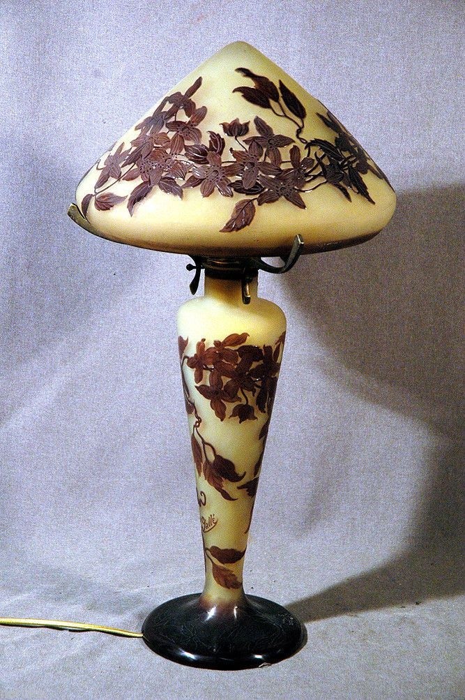 Lg Galle Cameo Glass Table Lamp All Orig Perfect Condition Of The Period