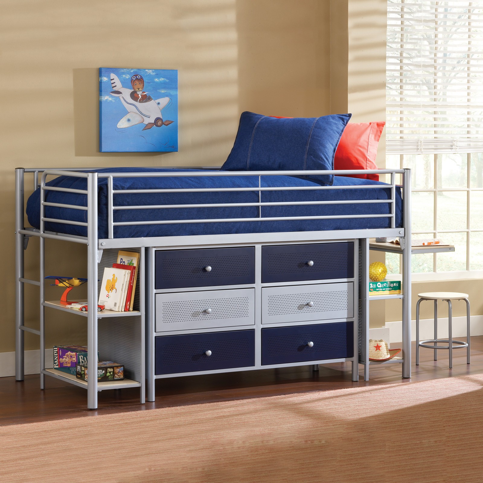 twin loft bed with dresser underneath