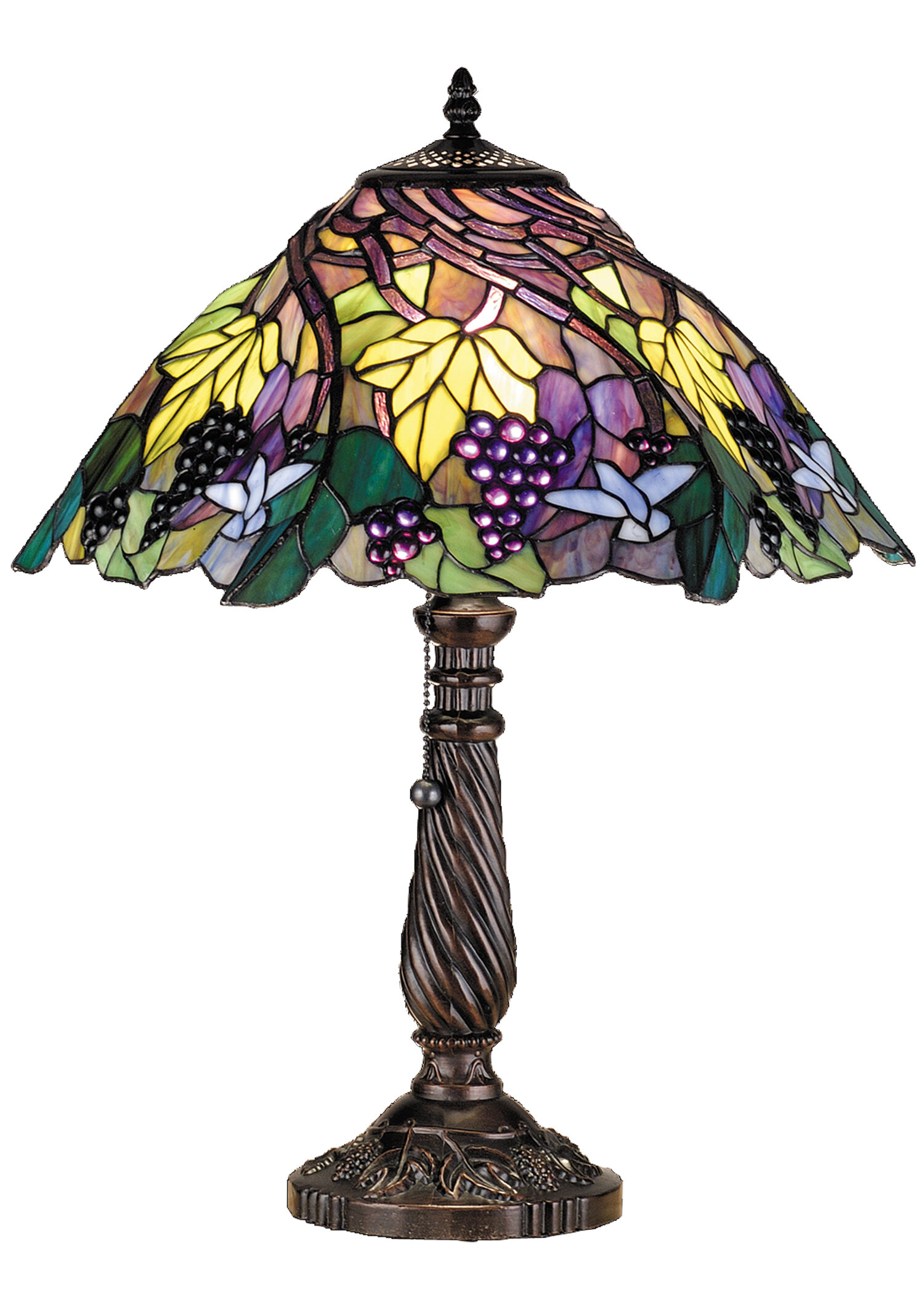 Meyda Tiffany Tiffany Floral Animals Spiral Grape 22 H Table Lamp With Bowl Shade