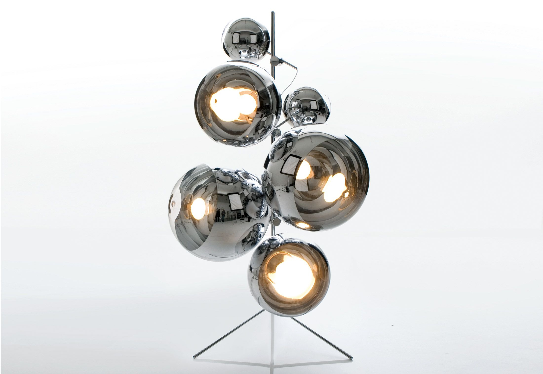 Mirror ball tripod floor lamp by tom dixon