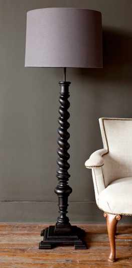 twisted wood floor lamp