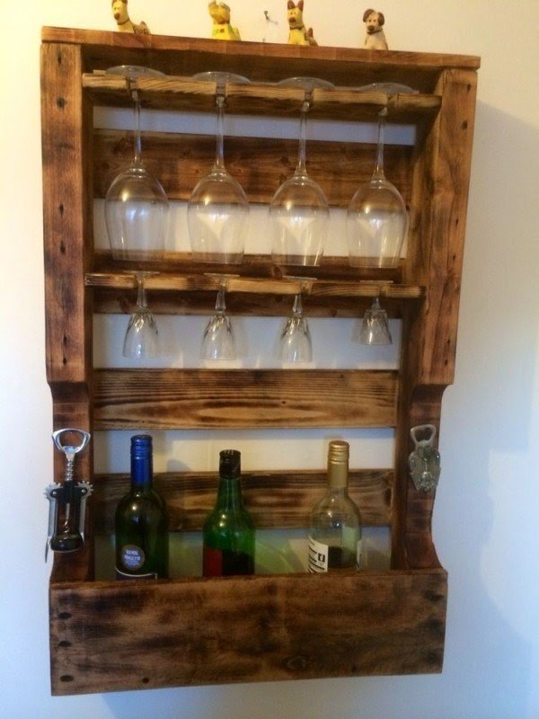 Wood wine rack with glass holder