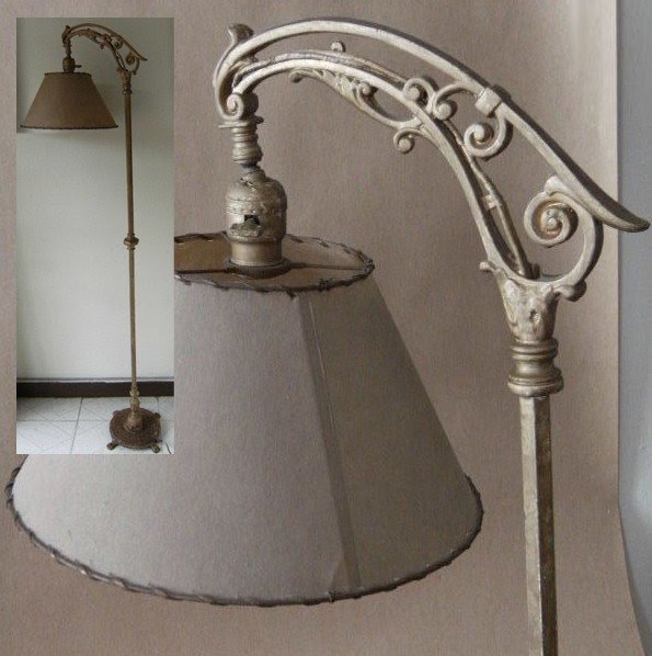 Antique bridge arm floor lamp