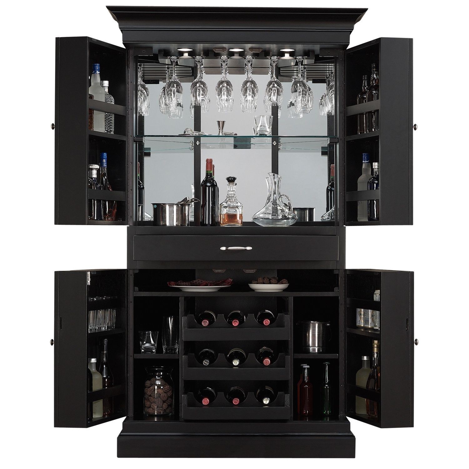 Arianna black stain home bar wine cabinet corner server