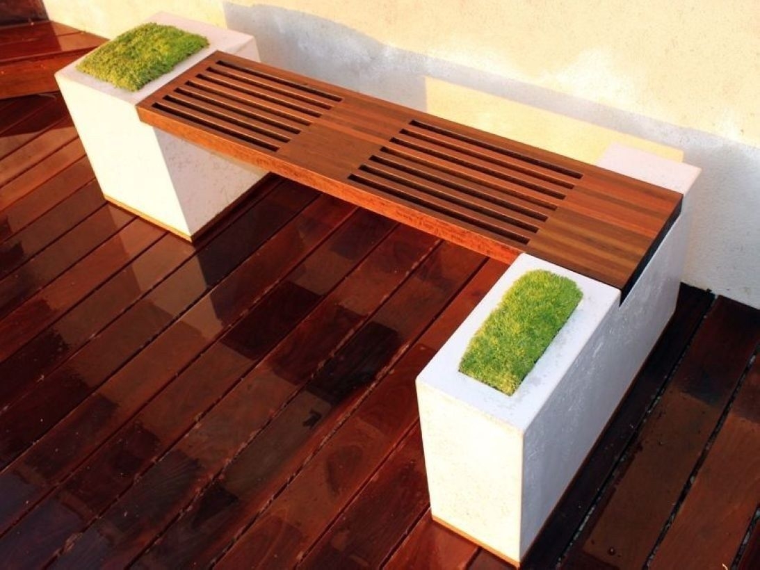Concrete And Ipe Bench Modern Patio Los Angeles