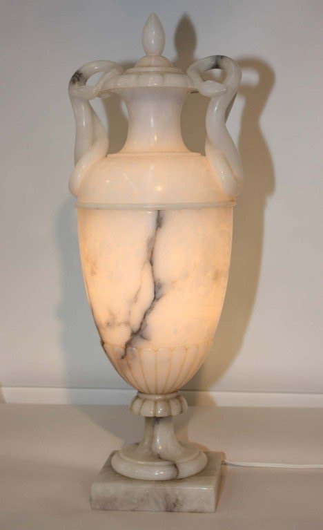 Covered Alabaster Urn As Lamp