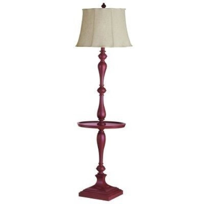 table with lamp attached