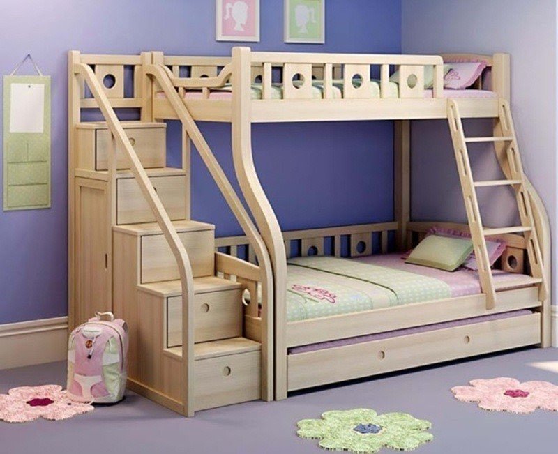 Girls bunk bed with stairs