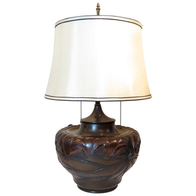 Japanese bronze table lamp