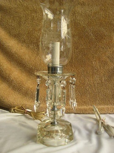 Lead crystal chandelier hurricane lamps 1 pair ebay
