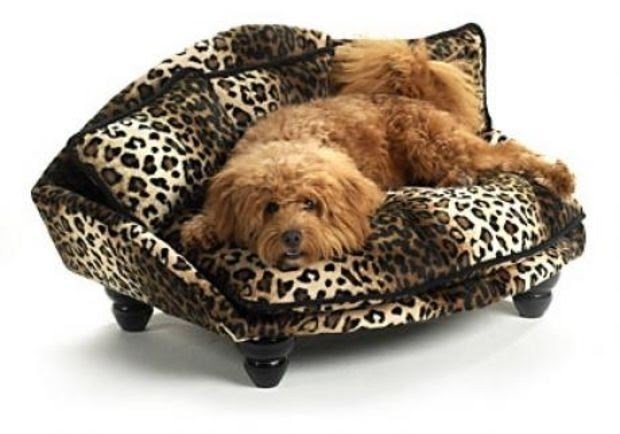 Leopard print dog bed