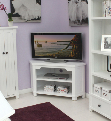 New england white painted corner tv cabinet